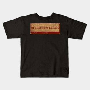 Aliska text red gold retro Chris Stapleton Kids T-Shirt